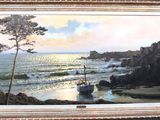 an image of a painting of a boat on the beach