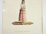 a drawing of a woman standing on a rock