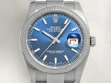 Montre Rolex Day-Date avec cadran bleu et bracelet en acier