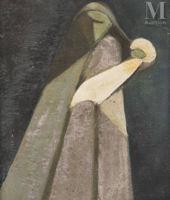 tableau représentant une femme vêtue d'une robe blanche tenant un couteau
