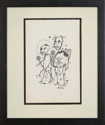 Michel Macréau (1935-1995) Deux personnages 1982 Encre sur p…