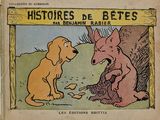an old children ' s book with a picture of a dog and a dog eating food