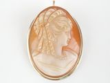 an image of a woman ' s profile in a carved shell