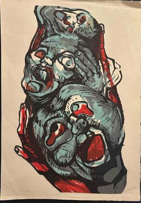 une image représentant un dessin d'une tête de zombie sur une feuille de papier