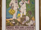 framed picture of two men in white suits standing next to a bunch of bananas
