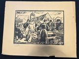 a black and white drawing of a group of people