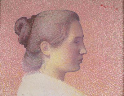 tableau représentant une femme avec un chignon