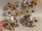 pair of vintage wall sconces made of glass and flowers