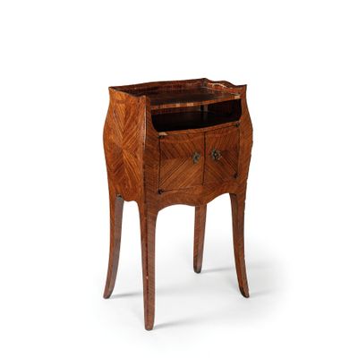 an image of a small wooden table with a drawer on it