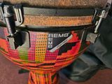 a close up of a drum with a colorful design on it