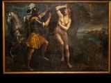 an image of a painting of a man holding a woman ' s head