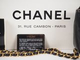 chanel 31 rue cambon - paris black leather shoulder bag with gold chain