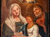 an image of a painting of a woman holding a child and a man holding a baby