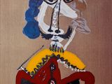 une image représentant un tableau d'un homme portant un chapeau et des lunettes