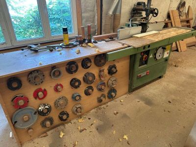 a workbench with a lot of tools on it