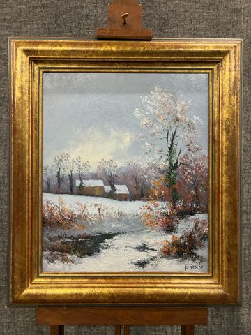 Jean-Claude RESCHE (20ème). « L’ornière ». Huile sur toile. Signé...