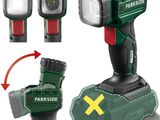 a close up of a flashlight with two lights on it