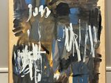 an image of a painting with black and white paint on it