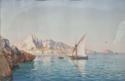 une image d'un tableau représentant un bateau dans l'eau