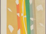 an image of a painting on a wall with different colors and shapes