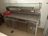 an image of a commercial kitchen with a counter top