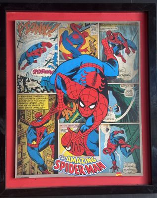 une image encadrée tirée d'une bande dessinée de Spider-Man