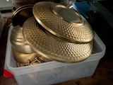 many pans and pans on the counter in the kitchen