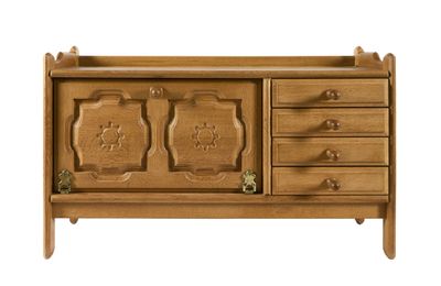 an image of a wooden dresser with drawers and drawers