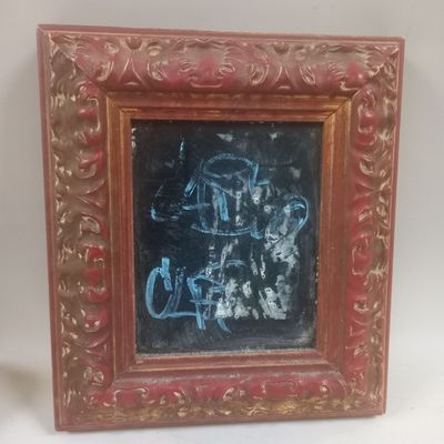 ENSEIGNE d'applique simulant un cadre en bois doré à fond no…