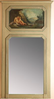 a mirror on the wall with a painting on it