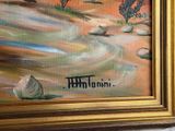 a painting on the wall of a room with a painting on it