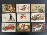 many cards of different designs on a black surface