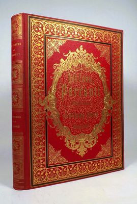 a red and gold book with gold trimming on the cover