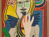 une photo d'un tableau représentant une femme tenant un oiseau dans la main