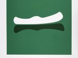 an image of a green and white poster with a canoe on it