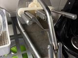 a pan of food on the counter next to a blender