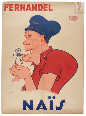 an old poster of a man holding a flower in his hand
