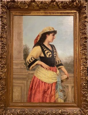 Amélie BARNICHON (XIXe-XXe) L'Italienne au tambourin