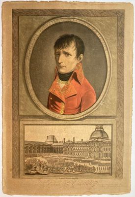 une vieille photo d'un homme en manteau rouge et une photo d'un bâtiment