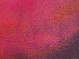 abstract painting of a red and pink background with a black border