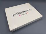 a close up of a white box with a logo on it
