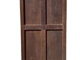 an old wooden cabinet with four doors on top of it