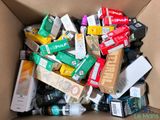 a cardboard box filled with different types of items