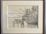 an image of a drawing of a group of people on a boat