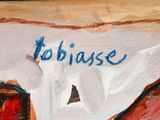 a painting of a horse with a name written on it