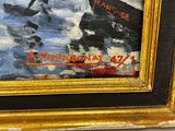 a picture of a painting of a boat in the water