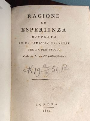 STAGNI (Alessandro): Ragione ed esperienza.