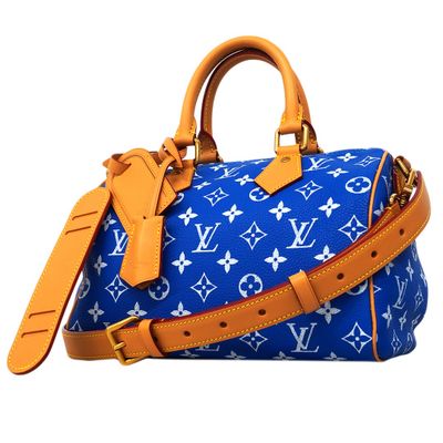 louis vuitton blue monogramet speedy bag