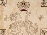 a very old piece of art with a crown on it