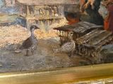 a picture of a painting of a woman and a duck
